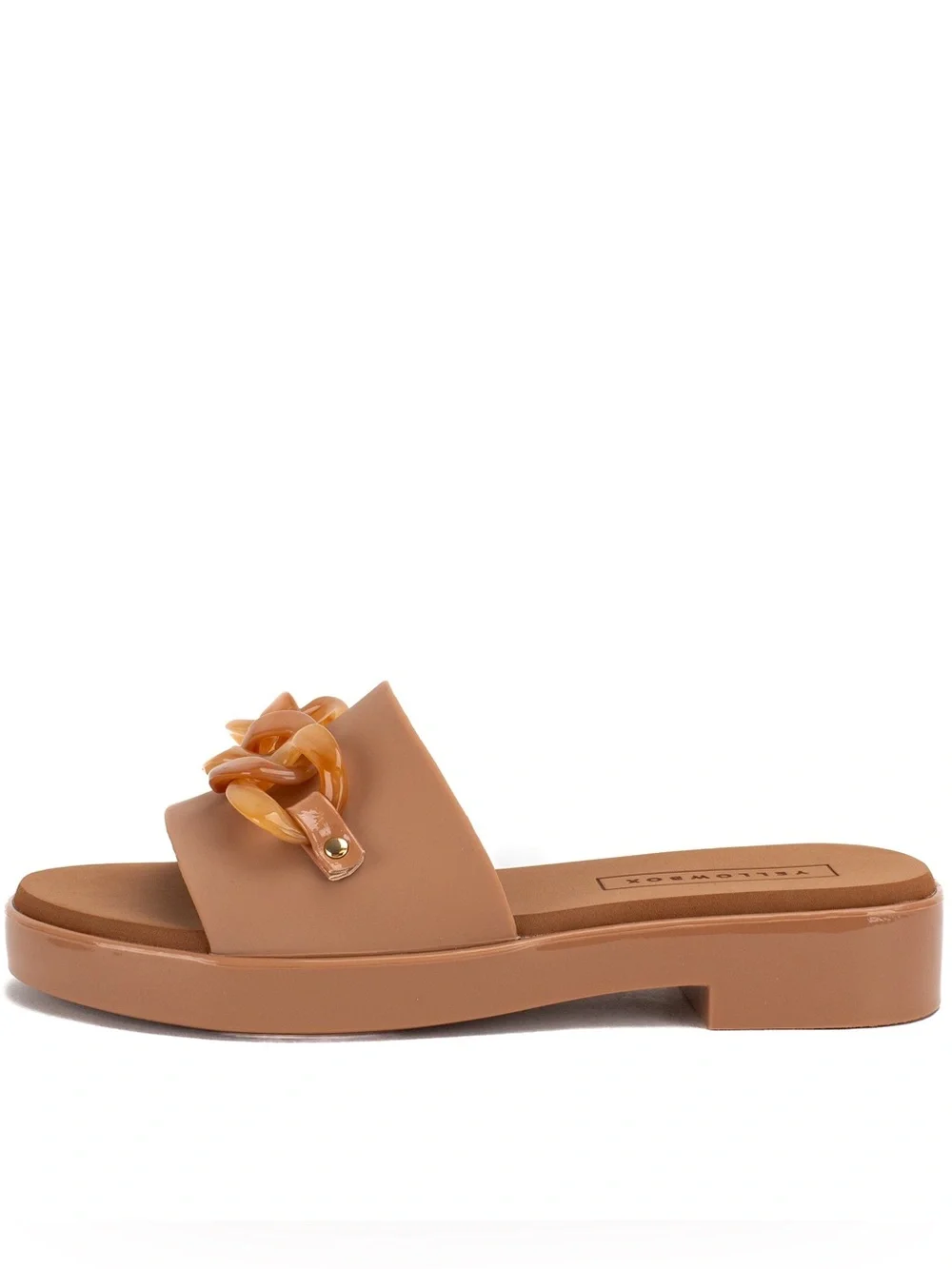 Yellow Box Tan Chain-Link Slide Sandals- 7 - Picture 2 of 9